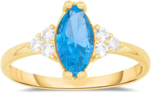Load image into Gallery viewer, 10k Yellow Gold 10.8mm Birthstone Marquise Gemstone CZ Ring, Size 4-10
