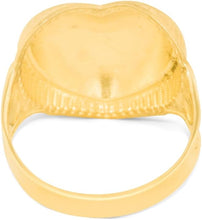 Load image into Gallery viewer, 10k Yellow Gold 18mm Domed Heart with Leaf Design Ring, Sizes 4-12
