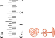 Load image into Gallery viewer, 14k Yellow Gold 7.5mm Scribble Heart Stud Earrings
