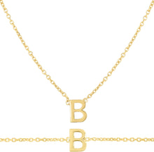 Load image into Gallery viewer, 14k Yellow Gold 0.2&quot; Mini Alphabet Letter A - Z Initial Charm Pendant with Extendable Adjustable Chain Necklace &amp; Bracelet Set
