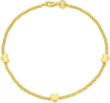 Load image into Gallery viewer, 14k Yellow Gold 5.4mm Heart Station 1.9mm Bead Link Bracelet, 7 Inch
