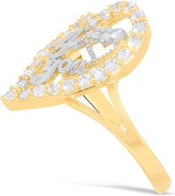Load image into Gallery viewer, 10k Yellow Gold 17mm Curved Heart CZ Two-Tone I Love You Ring, Sizes 4 - 10
