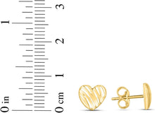 Load image into Gallery viewer, 14k Yellow Gold 7.5mm Scribble Heart Stud Earrings
