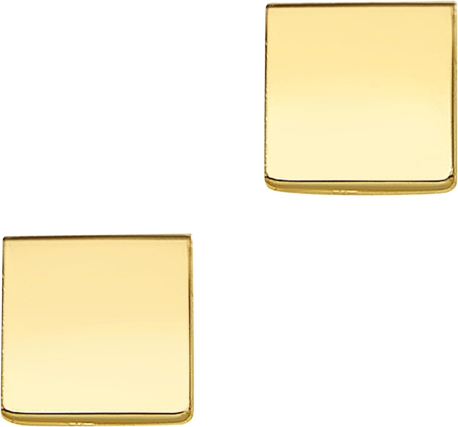 14k Yellow Gold 4.9mm Polished Square Stud Earrings