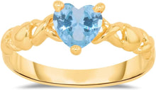 Load image into Gallery viewer, 10k Yellow Gold 6.5mm Birthstone Gemstone Heart XOXO Ring, Size 4-10
