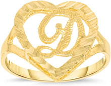 Load image into Gallery viewer, 10k Yellow Gold 15mm Heart Shape Letters A-Z Initial Ring Size 4-9
