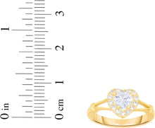 Load image into Gallery viewer, 10k Yellow Gold 9mm Birthstone Gemstone Heart CZ Ring, Size 4-10
