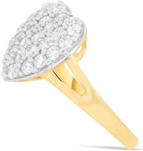 Load image into Gallery viewer, 10k Yellow Gold 14.1mm Two-Tone Heart CZ Double Shank Ring, Sizes 4-11
