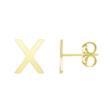 Load image into Gallery viewer, 14k Yellow Gold 6.5mm High Polish Initial-X Stud Earrings
