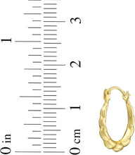 Load image into Gallery viewer, 14k Yellow Gold 14mm x 13mm Graduated Puffed Round Hoop Earrings
