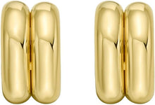 Load image into Gallery viewer, 14k Yellow Gold 15mm x 8.2mm Puffed Double Row C-Hoop Earrings

