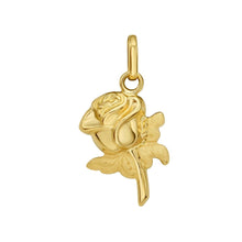 Load image into Gallery viewer, 14k Yellow Gold 23.4mm Polished Puff Rose with Optional Chain Pendant Charm
