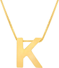 Load image into Gallery viewer, 14k Yellow Gold 0.4&quot; Block Alphabet Letter A - Z Initial Charm Pendant with Extendable Adjustable Chain Necklace
