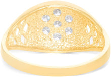 Load image into Gallery viewer, 10k Yellow Gold 11mm Two-Tone Flower CZ Openwork Ring, Sizes 5 - 13
