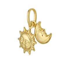 Load image into Gallery viewer, 14k Yellow Gold 19.3mm Polished Sun &amp; Moon with Optional Chain Pendant Charm
