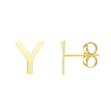 Load image into Gallery viewer, 14k Yellow Gold 6.5mm High Polish Initial-Y Stud Earrings
