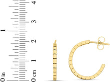 Load image into Gallery viewer, 14k Yellow Gold 19mm Brick Omega Hoop Earrings
