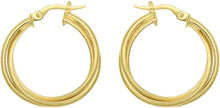 Load image into Gallery viewer, 14k Yellow Gold 29.6mm x 5.6mm or 25.6mm x 4.9mm Interlocking Trinity Hoop Earrings
