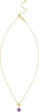 Load image into Gallery viewer, 14k Yellow Gold Natural Gemstone Clover Charm Adjustable Chain Necklace, 16 Inch-18" (Swiss Blue Topaz, Garnet, Amethyst, Citrine or Peridot)
