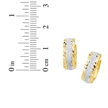 Load image into Gallery viewer, 14k Yellow Gold and White Gold 15mm Center Huggie Earrings
