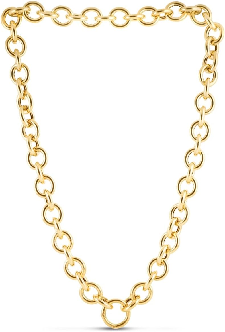 14k Yellow Gold 11.6mm Lite Rolo Link Chain Necklace 18 Inch