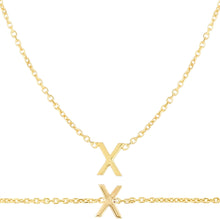 Load image into Gallery viewer, 14k Yellow Gold 0.2&quot; Mini Alphabet Letter A - Z Initial Charm Pendant with Extendable Adjustable Chain Necklace &amp; Bracelet Set
