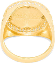 Load image into Gallery viewer, 10k Yellow Gold 20mm Round CZ Two-Tone Last Supper Signet Ring, Sizes 5-14
