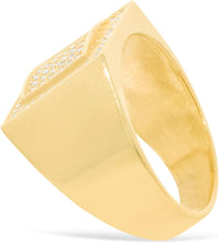 Load image into Gallery viewer, 10k Yellow Gold 15.1mm Pave CZ Square Frame Signet Ring, Sizes 4-13
