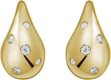 Load image into Gallery viewer, 14k Yellow Gold 15mm x 8.5mm CZ Raindrop Earrings
