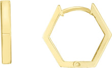 Load image into Gallery viewer, 14k Yellow Gold 12.7mm Hexagon Huggie Earrings
