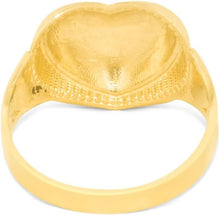 Load image into Gallery viewer, 10k Yellow Gold 13.5mm Domed Heart with Leaf Design Ring, Sizes 4-10
