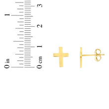 Load image into Gallery viewer, 14k Yellow Gold 10mm Cross Stud Earrings
