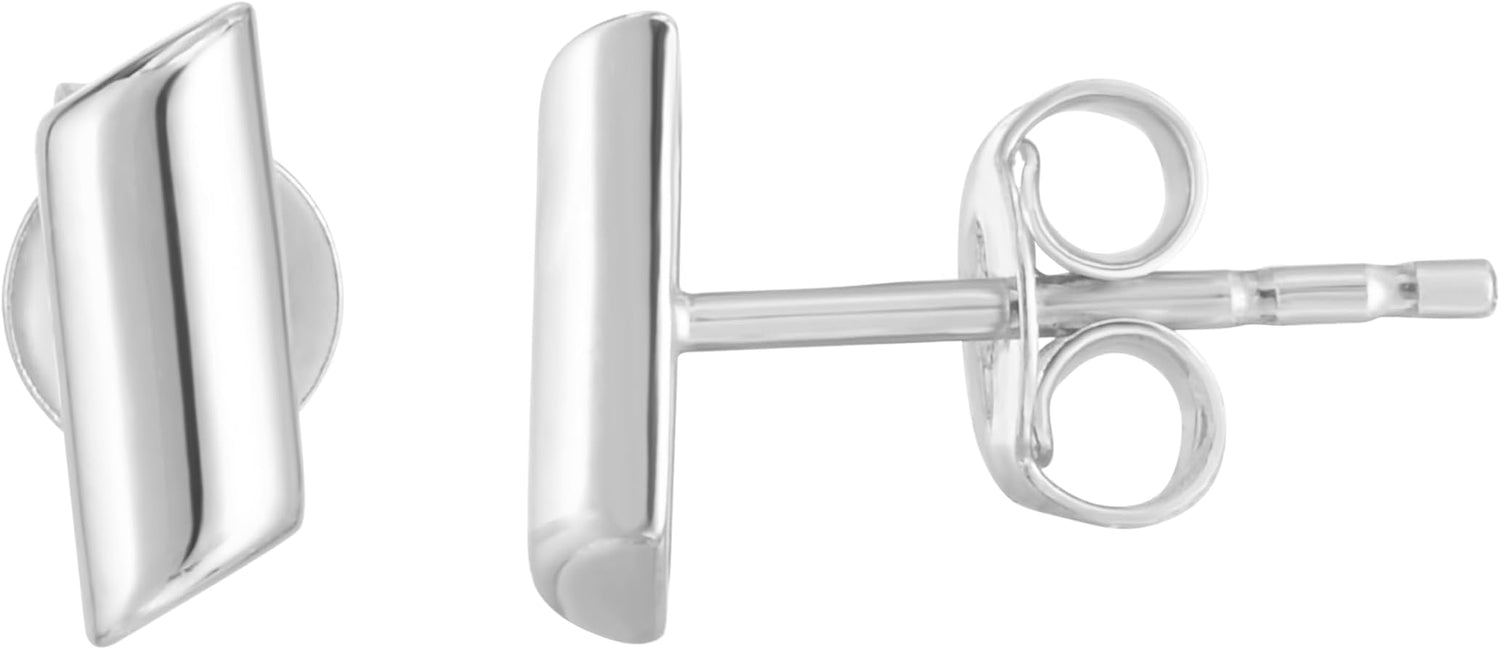 14k White Gold 8.5mm Polished Bar Stud Earrings