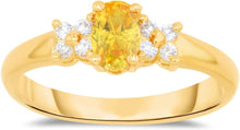 Load image into Gallery viewer, 10k Yellow Gold 6mm Birthstone Mini Oval Gemstone CZ Ring, Size 4-10
