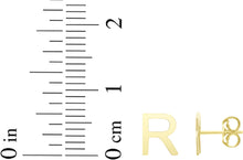 Load image into Gallery viewer, 14k Yellow Gold 6.5mm High Polish Initial-R Stud Earrings
