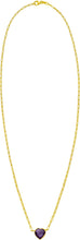 Load image into Gallery viewer, Floreo 14k Yellow Gold Paperclip Chain Heart Gemstone Necklace 18 Inch

