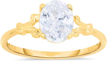 Load image into Gallery viewer, 10k Yellow Gold 8mm Birthstone Oval Gemstone Ring, Size 4-8
