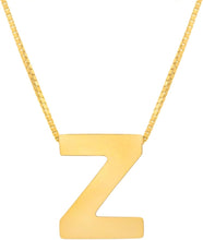 Load image into Gallery viewer, 14k Yellow Gold 0.4&quot; Block Alphabet Letter A - Z Initial Charm Pendant with Extendable Adjustable Chain Necklace

