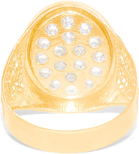 Load image into Gallery viewer, 10k Yellow Gold 22mm Oval CZ Filigree Openwork Men&#39;s Ring, Sizes 5 - 13
