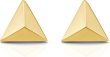 Load image into Gallery viewer, 14k Yellow Gold 3.9mm Flat Back Elevated Triangle Stud Earrings
