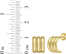 Load image into Gallery viewer, 14k Yellow Gold Triple Row C-Hoop Earrings

