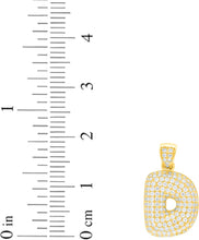 Load image into Gallery viewer, 10k Yellow Gold 0.5&quot; Pave CZ Personalized Bubble Alphabet Letter A - Z Initial Charm Pendant with optional Chain Necklace
