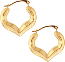 Load image into Gallery viewer, 10k Yellow Gold 17mm Half Heart Hoop Earrings
