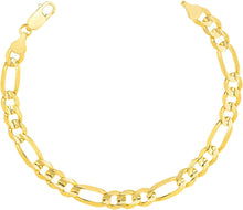 Load image into Gallery viewer, 14k Yellow Gold or White Gold 6mm Solid Figaro Chain Bracelet or Anklet
