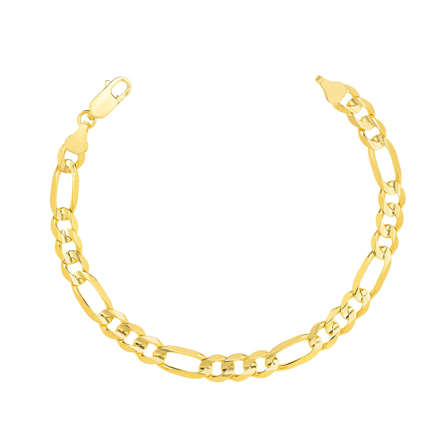10k Yellow Gold 6.3mm Solid Clasic Figaro Bracelet or Anklet