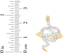 Load image into Gallery viewer, 10k Yellow Gold 25mm Two-Tone Serpent Snake CZ Ring, Sizes 4 - 10
