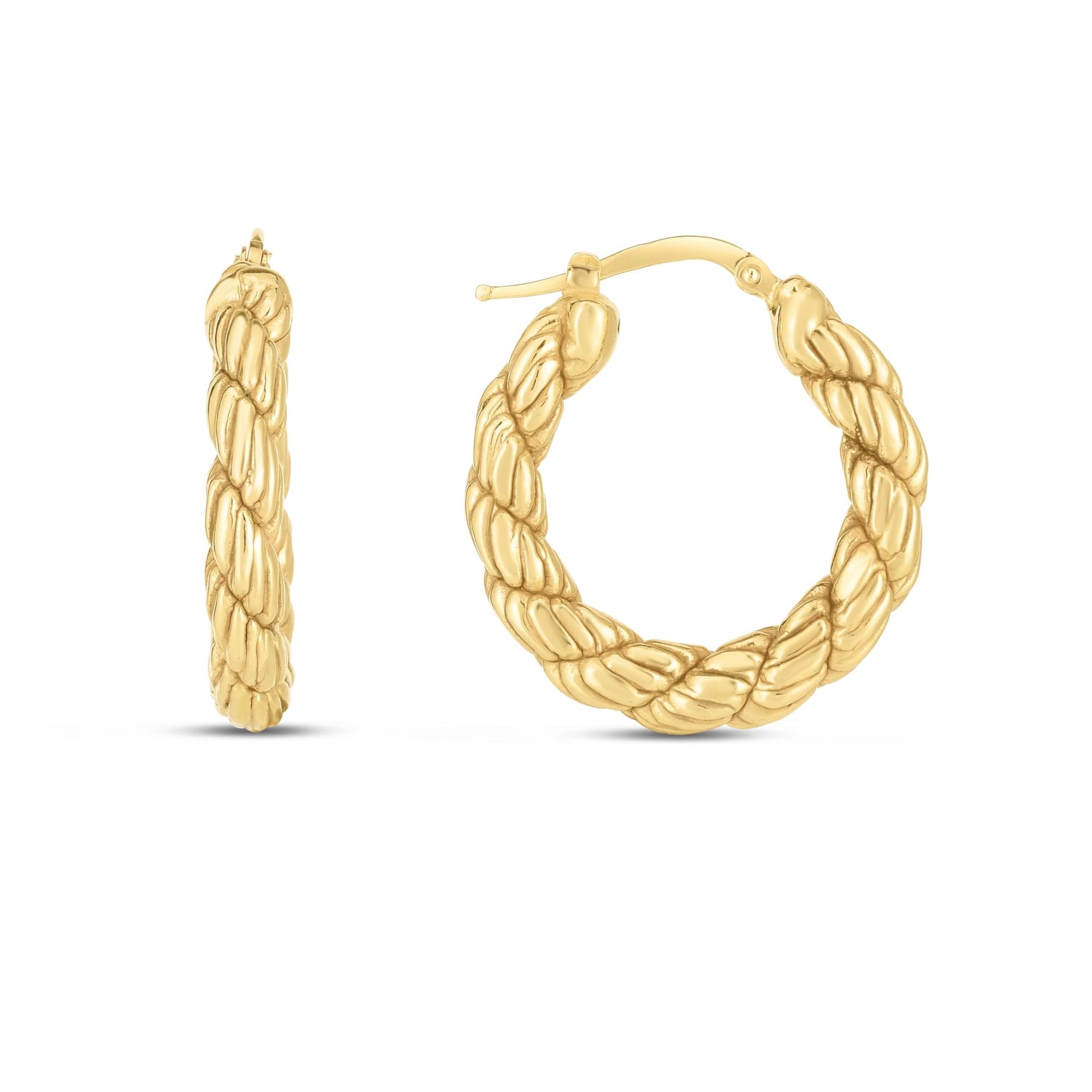 14k Yellow Gold 27mm Twisted Rope Hoop Earrings