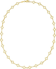 Load image into Gallery viewer, 14k Yellow Gold 7mm Clover Outline Link Charm Chain Necklace, 18 Inch
