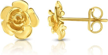 Load image into Gallery viewer, 14k Yellow Gold 9.2mm Rose Stud Earrings
