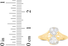 Load image into Gallery viewer, 10k Yellow Gold 11mm CZ Double Curved Heart Stack Double Shank Two-Tone Ring, Sizes 4 - 9.5

